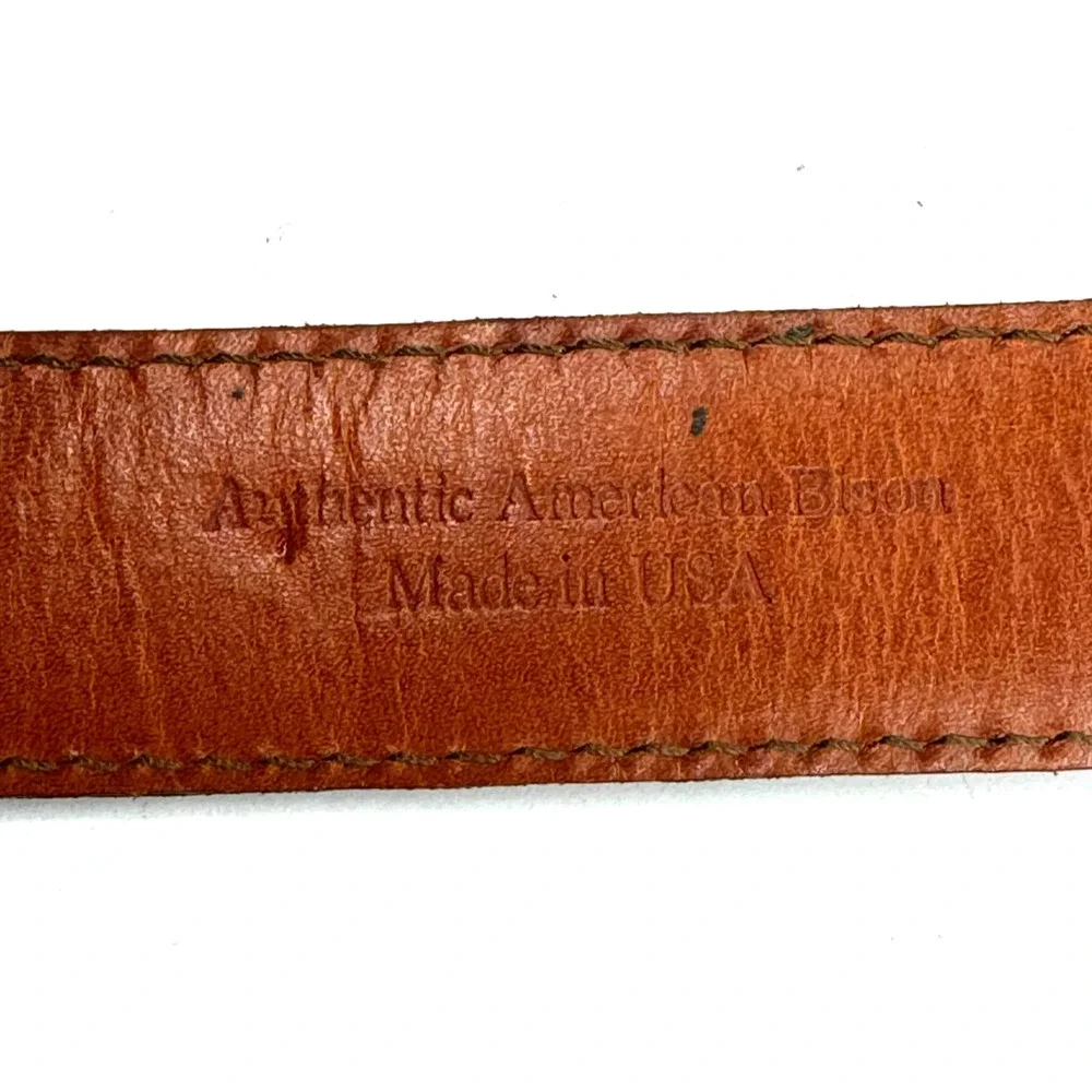 H.S. Trask Men's Authentic American Bison Black Leather Belt Size 36 USA Made